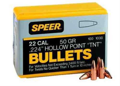 Speer Bullet 22 Caliber 55 Grains FMJ BT Cannelure .224" 100/B 1044